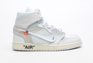高帮, 北卡蓝, 乔丹1代系列篮球鞋, OFF-WHITE x, AJ联名款, Aj1, Air Jordan 1, Air Jordan - Jordan 1 Retro乔丹一代OFF-WHITE x联名款高帮篮球鞋
