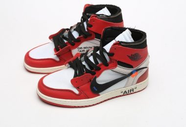 高帮, 北卡蓝, 乔丹1代系列篮球鞋, OFF-WHITE x, AJ联名款, Aj1, Air Jordan 1, Air Jordan - Jordan 1 Retro乔丹一代OFF-WHITE x联名款高帮篮球鞋