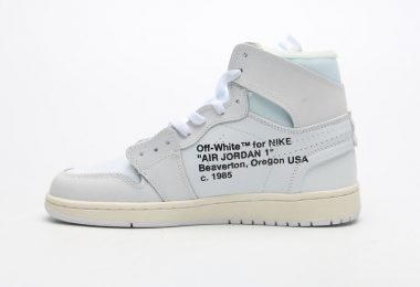 高帮, 北卡蓝, 乔丹1代系列篮球鞋, OFF-WHITE x, AJ联名款, Aj1, Air Jordan 1, Air Jordan - Jordan 1 Retro乔丹一代OFF-WHITE x联名款高帮篮球鞋