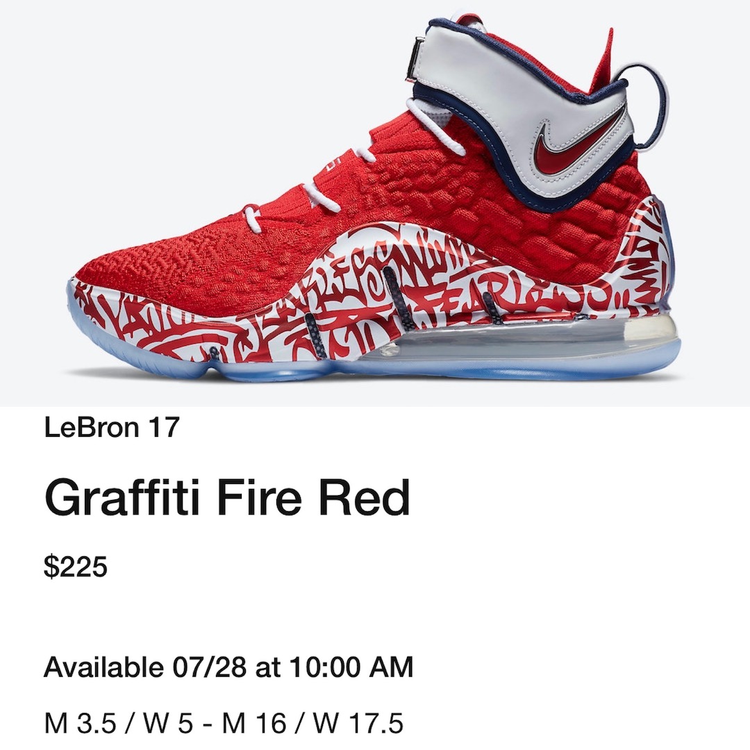 涂鸦, Swoosh, Nike LeBron 17, NIKE, LEBRON, Graffiti Fire Red, Fire Red