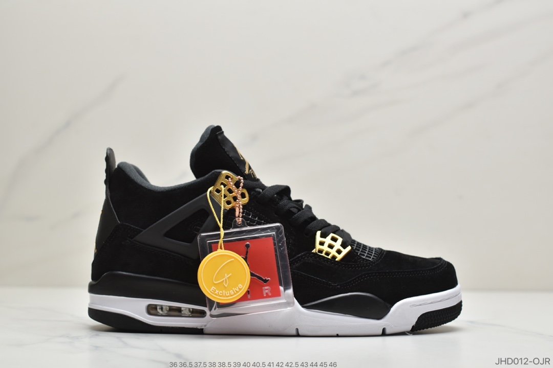 Air Jordan 4 “Royalty”黑金此款乔4黑金无论是材质选用还是色调搭配