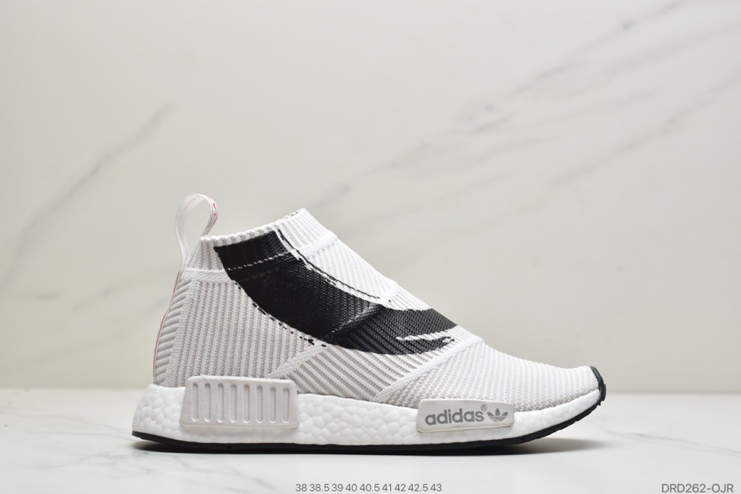 阿迪达斯adidas三叶草Adidas Originals NMD_CS1 PK”Koi Fish”CS1中帮袜子爆米花慢跑鞋“浅灰黑红锦鲤鱼”