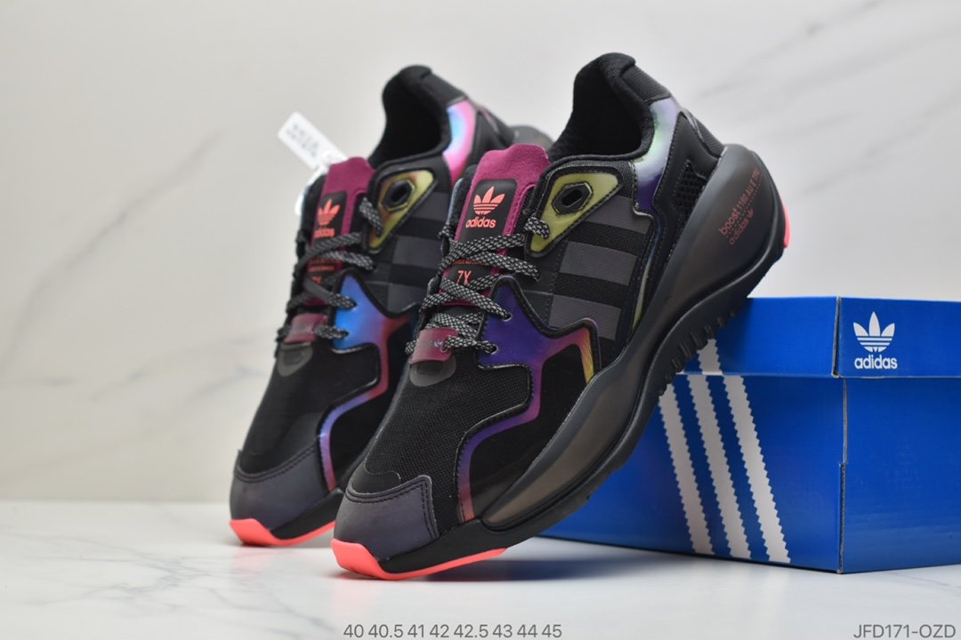 跑步鞋, 爆米花, Boost, Adidas - Adidas 阿迪达斯 ZX Alkyne Boost 易烊千玺同款 爆米花中底 复古运动休闲跑步鞋