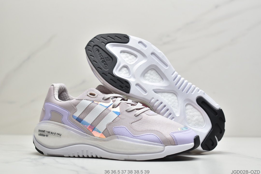 镭射, 跑步鞋, 爆米花, Originals ZX Alkyne Boost, Boost, adidas Originals, Adidas, 3M反光 - 阿迪达斯 Adidas originals ZX ALKYNE Boost 易烊千玺同款 真爆 爆米花底 缓震跑步鞋 白灰 镭射 3M反光