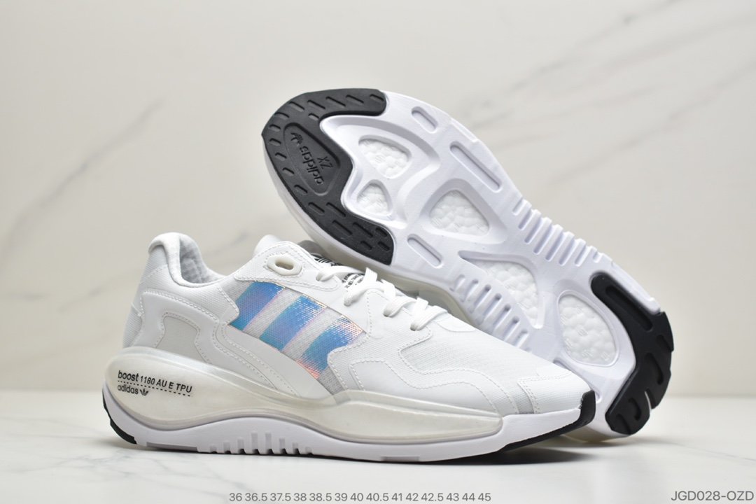 镭射, 跑步鞋, 爆米花, Originals ZX Alkyne Boost, Boost, adidas Originals, Adidas, 3M反光 - 阿迪达斯 Adidas originals ZX ALKYNE Boost 易烊千玺同款 真爆 爆米花底 缓震跑步鞋 白灰 镭射 3M反光