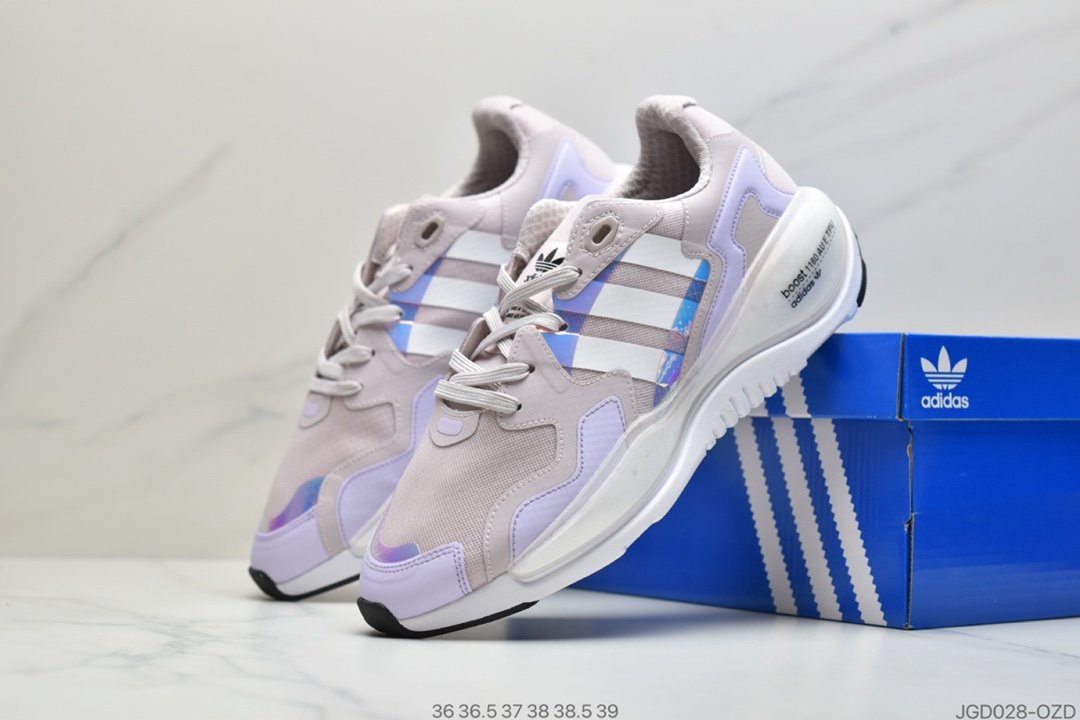 镭射, 跑步鞋, 爆米花, Originals ZX Alkyne Boost, Boost, adidas Originals, Adidas, 3M反光 - 阿迪达斯 Adidas originals ZX ALKYNE Boost 易烊千玺同款 真爆 爆米花底 缓震跑步鞋 白灰 镭射 3M反光