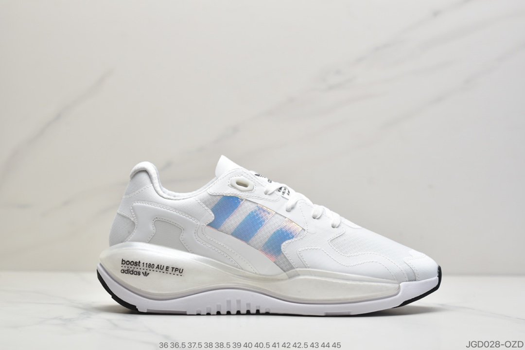镭射, 跑步鞋, 爆米花, Originals ZX Alkyne Boost, Boost, adidas Originals, Adidas, 3M反光 - 阿迪达斯 Adidas originals ZX ALKYNE Boost 易烊千玺同款 真爆 爆米花底 缓震跑步鞋 白灰 镭射 3M反光
