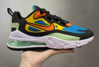 耐克Air Max 270 React 蓝粉 瑞亚赛车系列 后半掌气垫百搭运动慢跑鞋