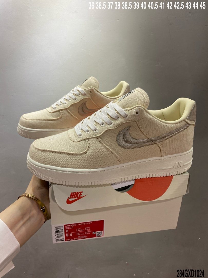 联名, Swoosh, Stussy, Nike Air Force 1, Nike Air, NIKE, FORCE 1, Air Force 1 - Nike Air Force 1 Stussy x Nike Air Force 1 “斯图西联名米白”ID：284GXD1024