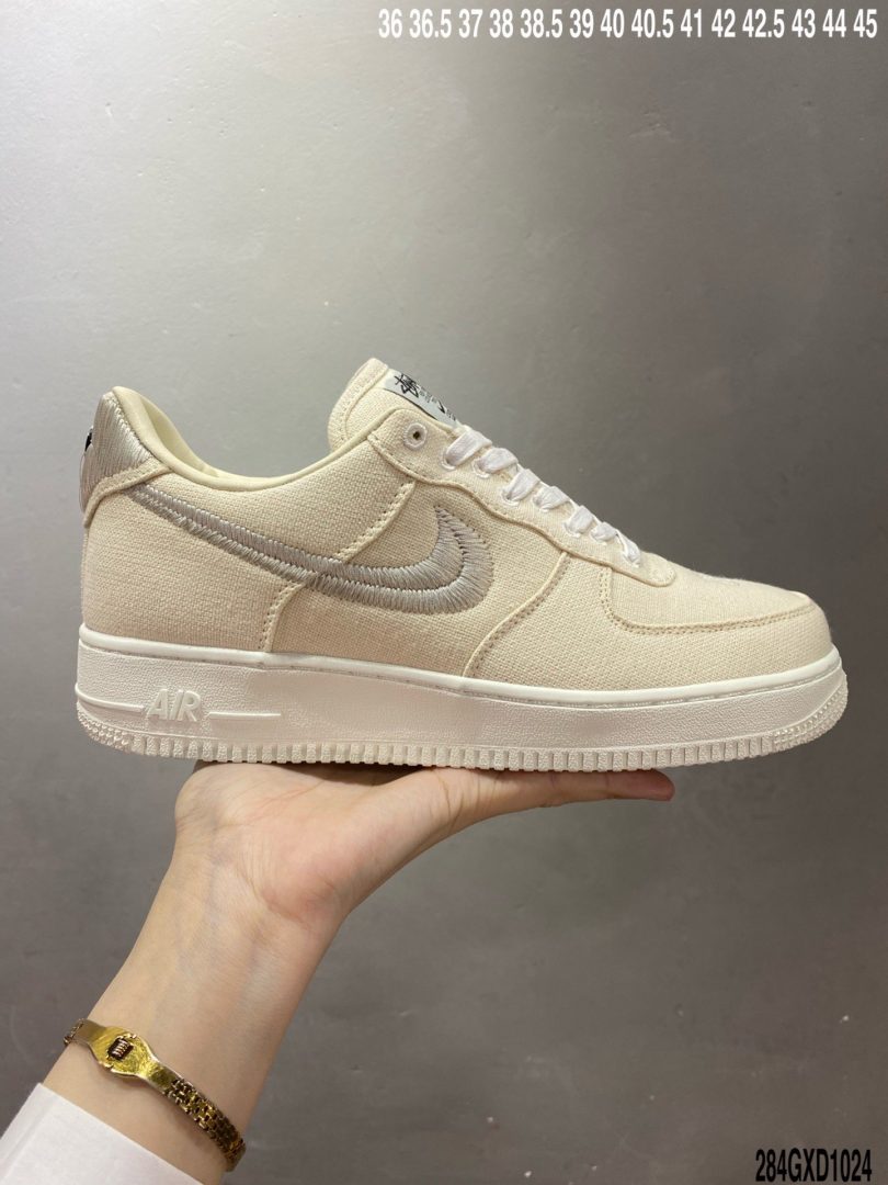 联名, Swoosh, Stussy, Nike Air Force 1, Nike Air, NIKE, FORCE 1, Air Force 1 - Nike Air Force 1 Stussy x Nike Air Force 1 “斯图西联名米白”ID：284GXD1024