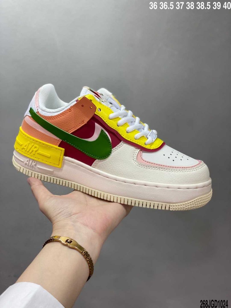 空军一号, 板鞋, 拼接马卡龙, Nike Air Force 1, Nike Air, EVA, Air Force 1 Shadow, Air Force 1 - 性价比版本·耐克Nike Air Force 1 Shadow 空军一号轻量增高低帮百搭板鞋 "拼接马卡龙"