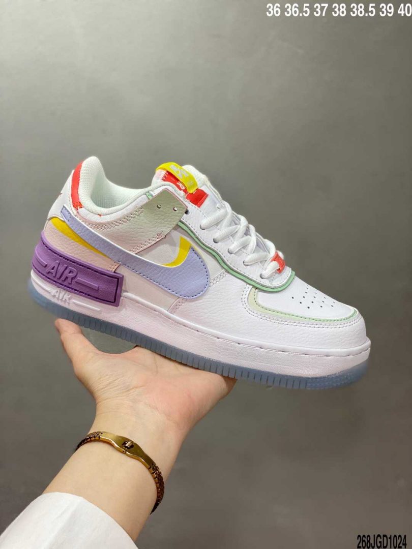 空军一号, 板鞋, 拼接马卡龙, Nike Air Force 1, Nike Air, EVA, Air Force 1 Shadow, Air Force 1 - 性价比版本·耐克Nike Air Force 1 Shadow 空军一号轻量增高低帮百搭板鞋 "拼接马卡龙"