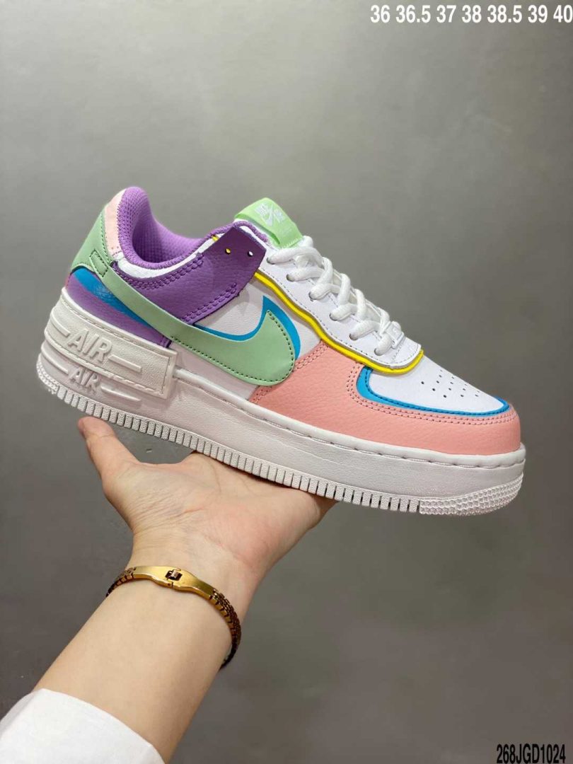 空军一号, 板鞋, 拼接马卡龙, Nike Air Force 1, Nike Air, EVA, Air Force 1 Shadow, Air Force 1 - 性价比版本·耐克Nike Air Force 1 Shadow 空军一号轻量增高低帮百搭板鞋 "拼接马卡龙"