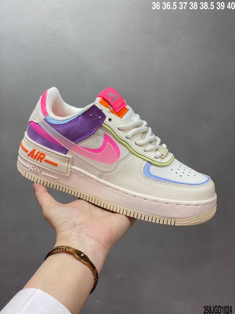 空军一号, 板鞋, 拼接马卡龙, Nike Air Force 1, Nike Air, EVA, Air Force 1 Shadow, Air Force 1 - 性价比版本·耐克Nike Air Force 1 Shadow 空军一号轻量增高低帮百搭板鞋 "拼接马卡龙"