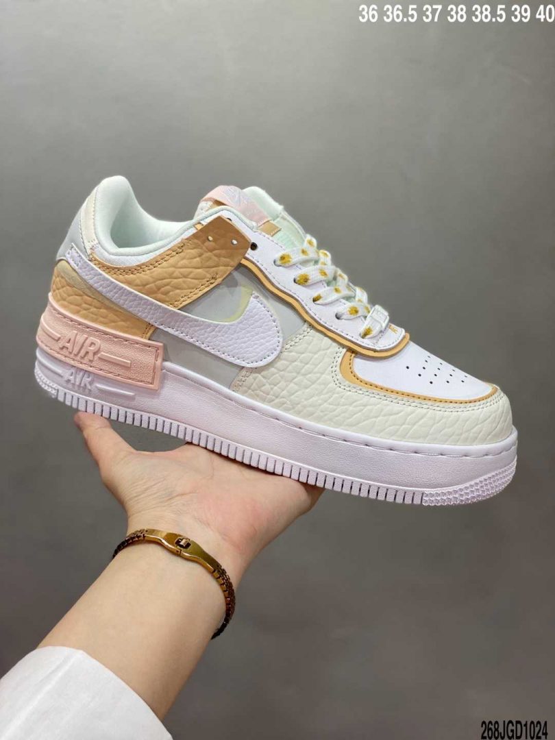 空军一号, 板鞋, 拼接马卡龙, Nike Air Force 1, Nike Air, EVA, Air Force 1 Shadow, Air Force 1 - 性价比版本·耐克Nike Air Force 1 Shadow 空军一号轻量增高低帮百搭板鞋 "拼接马卡龙"