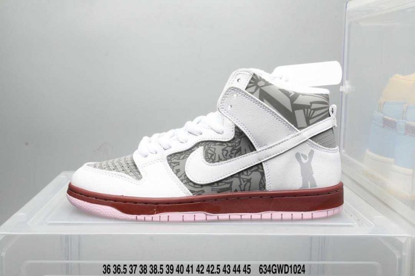 扣篮系列, 二次元, Zoom, Nike SB, Nike Dunk, Dunk Low, Dunk High, Dunk - 耐克 Nike SB Dunk High 粉白灰二次元 扣篮系列复古高帮休闲运动滑板板鞋