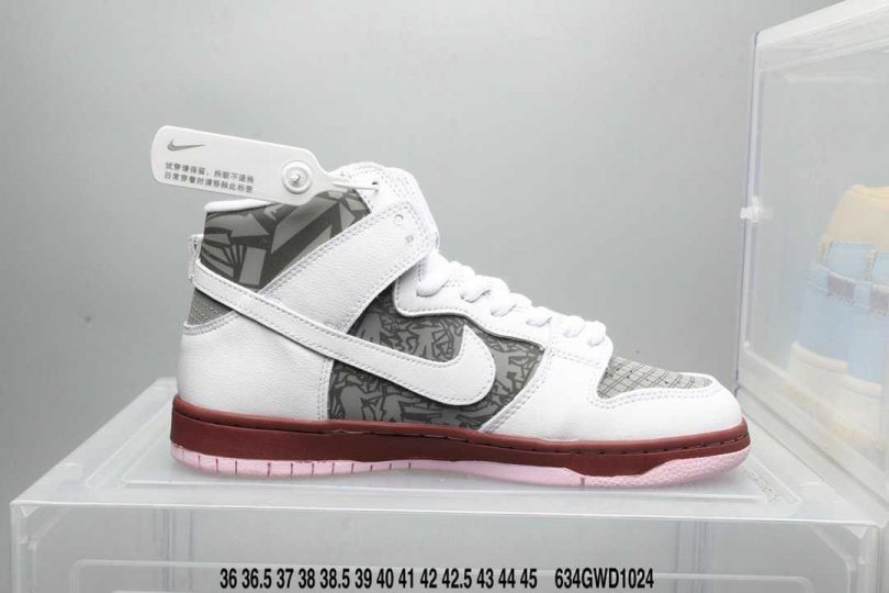 扣篮系列, 二次元, Zoom, Nike SB, Nike Dunk, Dunk Low, Dunk High, Dunk - 耐克 Nike SB Dunk High 粉白灰二次元 扣篮系列复古高帮休闲运动滑板板鞋