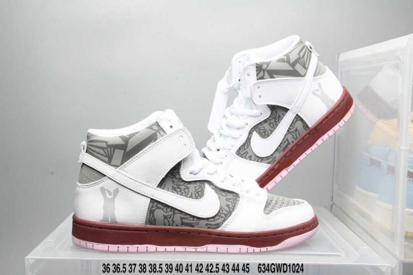 扣篮系列, 二次元, Zoom, Nike SB, Nike Dunk, Dunk Low, Dunk High, Dunk - 耐克 Nike SB Dunk High 粉白灰二次元 扣篮系列复古高帮休闲运动滑板板鞋