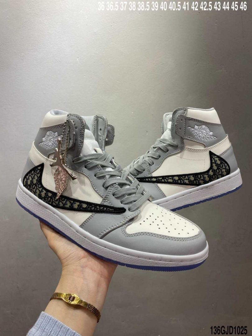 迪奥联名, 联名, 篮球鞋, Jordan, Dior x Air Jordan 1, Dior, Air Jordan 1, Air Jordan - 纯原版本 Dior x Air Jordan 1 High OG AJ1乔1迪奥联名CN8607-002 男子文化篮球鞋