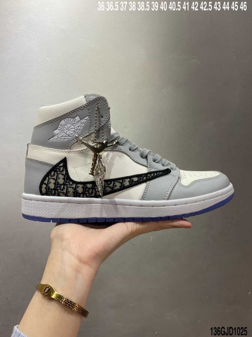 迪奥联名, 联名, 篮球鞋, Jordan, Dior x Air Jordan 1, Dior, Air Jordan 1, Air Jordan - 纯原版本 Dior x Air Jordan 1 High OG AJ1乔1迪奥联名CN8607-002 男子文化篮球鞋