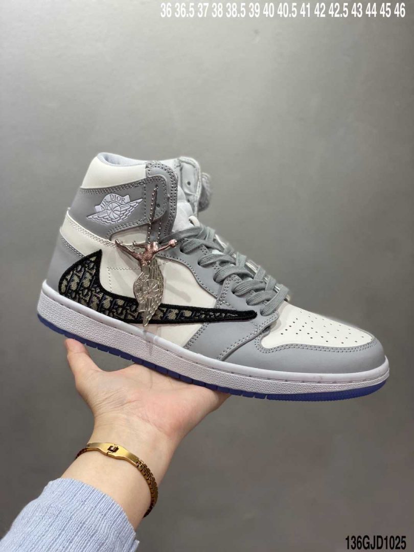 迪奥联名, 联名, 篮球鞋, Jordan, Dior x Air Jordan 1, Dior, Air Jordan 1, Air Jordan - 纯原版本 Dior x Air Jordan 1 High OG AJ1乔1迪奥联名CN8607-002 男子文化篮球鞋