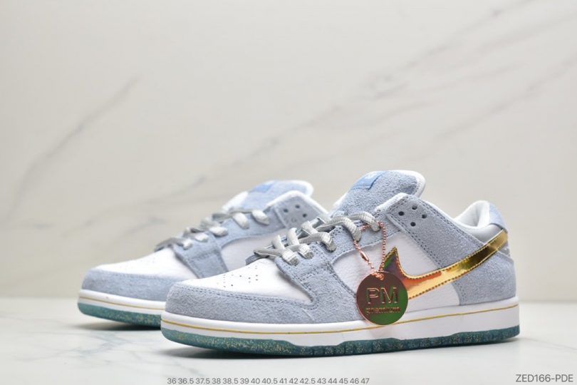 板鞋, Swoosh, SB Dunk Low, Nike SB Dunk Low, Nike SB Dunk, Nike SB, Dunk Low, Dunk - Sean Cliver x Nike SB Dunk Low Pro"White/Psychic Blue-Metallic Gold"扣篮系列低休帮闲运动板滑板鞋“雾霾蓝金白钩水晶底”