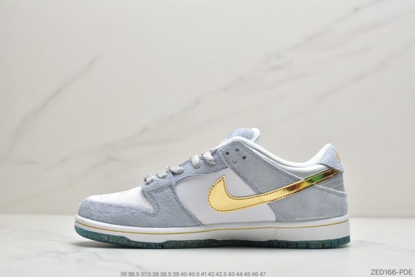 板鞋, Swoosh, SB Dunk Low, Nike SB Dunk Low, Nike SB Dunk, Nike SB, Dunk Low, Dunk - Sean Cliver x Nike SB Dunk Low Pro"White/Psychic Blue-Metallic Gold"扣篮系列低休帮闲运动板滑板鞋“雾霾蓝金白钩水晶底”