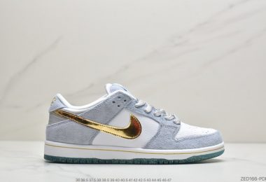 Sean Cliver x Nike SB Dunk Low Pro”White/Psychic Blue-Metallic Gold”扣篮系列低休帮闲运动板滑板鞋“雾霾蓝金白钩水晶底”