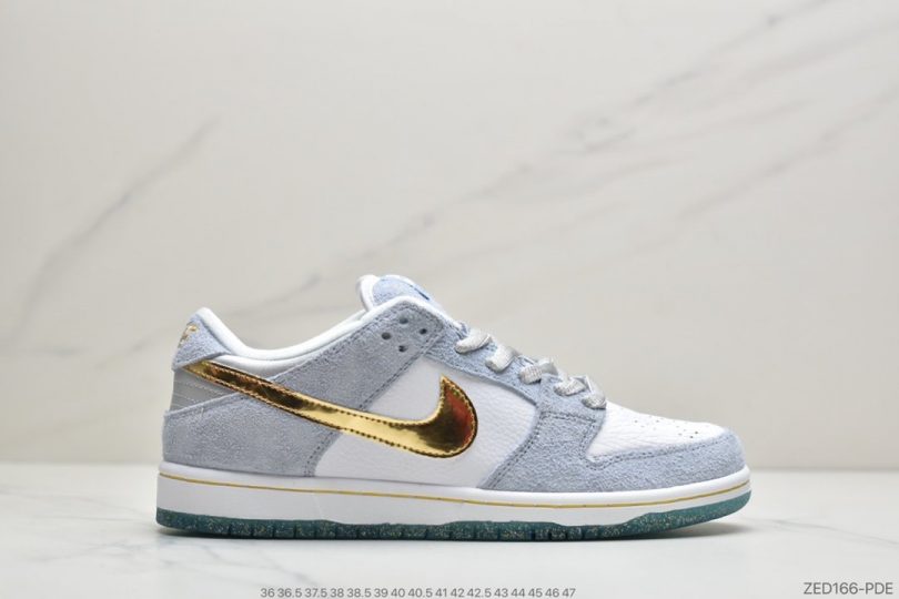 板鞋, Swoosh, SB Dunk Low, Nike SB Dunk Low, Nike SB Dunk, Nike SB, Dunk Low, Dunk - Sean Cliver x Nike SB Dunk Low Pro"White/Psychic Blue-Metallic Gold"扣篮系列低休帮闲运动板滑板鞋“雾霾蓝金白钩水晶底”