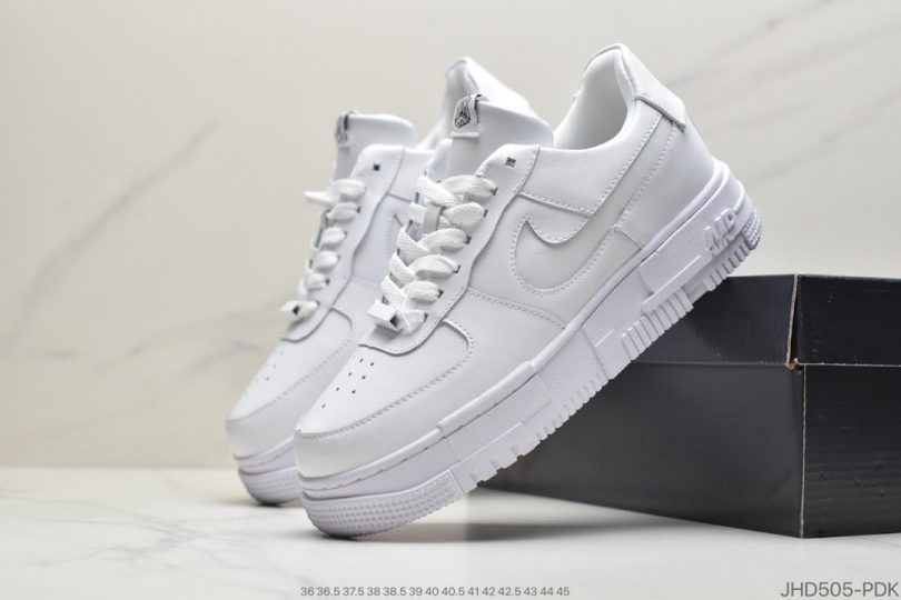 运动板鞋, 空军一号, 板鞋, Swoosh, Pixel, Nike Air Force 1, Nike Air, Air Force 1 - 耐克 Nike Air Force 1 Pixel 像素 纯白 全新厚底空军一号低帮百搭休闲运动板鞋