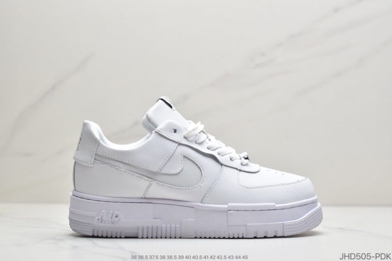 运动板鞋, 空军一号, 板鞋, Swoosh, Pixel, Nike Air Force 1, Nike Air, Air Force 1 - 耐克 Nike Air Force 1 Pixel 像素 纯白 全新厚底空军一号低帮百搭休闲运动板鞋