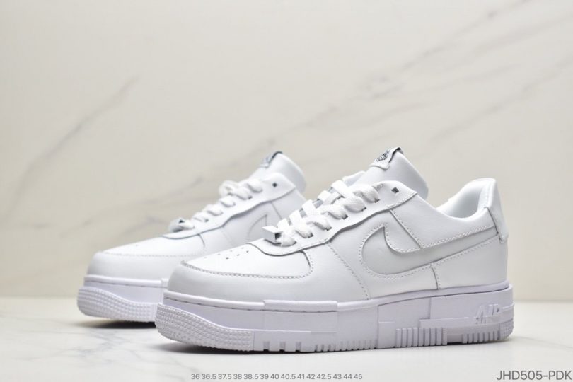 运动板鞋, 空军一号, 板鞋, Swoosh, Pixel, Nike Air Force 1, Nike Air, Air Force 1 - 耐克 Nike Air Force 1 Pixel 像素 纯白 全新厚底空军一号低帮百搭休闲运动板鞋