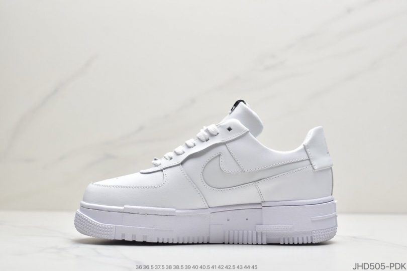 运动板鞋, 空军一号, 板鞋, Swoosh, Pixel, Nike Air Force 1, Nike Air, Air Force 1 - 耐克 Nike Air Force 1 Pixel 像素 纯白 全新厚底空军一号低帮百搭休闲运动板鞋