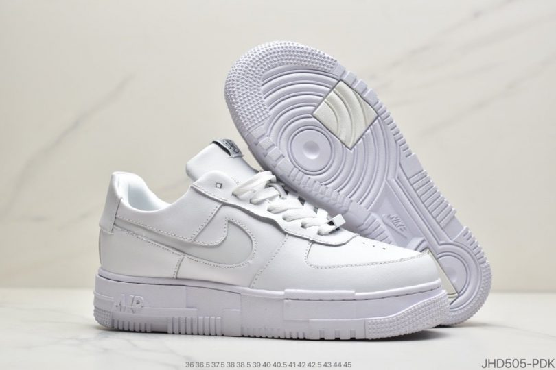 运动板鞋, 空军一号, 板鞋, Swoosh, Pixel, Nike Air Force 1, Nike Air, Air Force 1 - 耐克 Nike Air Force 1 Pixel 像素 纯白 全新厚底空军一号低帮百搭休闲运动板鞋