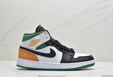 乔丹AIR JORDAN 1 MID 中帮金牌Air Jordan 1外形的灵感来自于在当年风靡一时的AirForce1