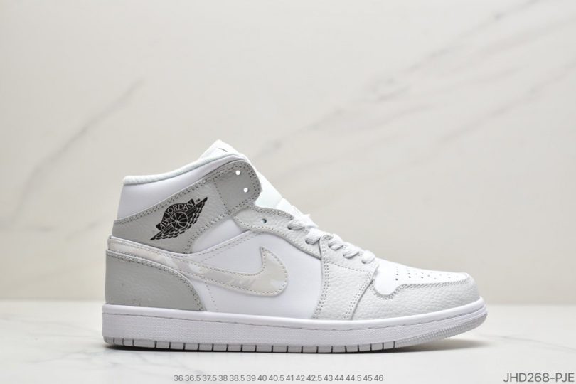 迪奥联名, 联名, White Camo, Swoosh, Jordan, Air Jordan 1 Mid, Air Jordan 1, Air Jordan - Air Jordan 1 MID “White Camo”迷雾灰 中帮白色帆布鞋面搭配灰色皮革框架