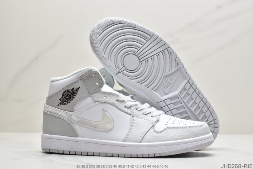 迪奥联名, 联名, White Camo, Swoosh, Jordan, Air Jordan 1 Mid, Air Jordan 1, Air Jordan - Air Jordan 1 MID “White Camo”迷雾灰 中帮白色帆布鞋面搭配灰色皮革框架