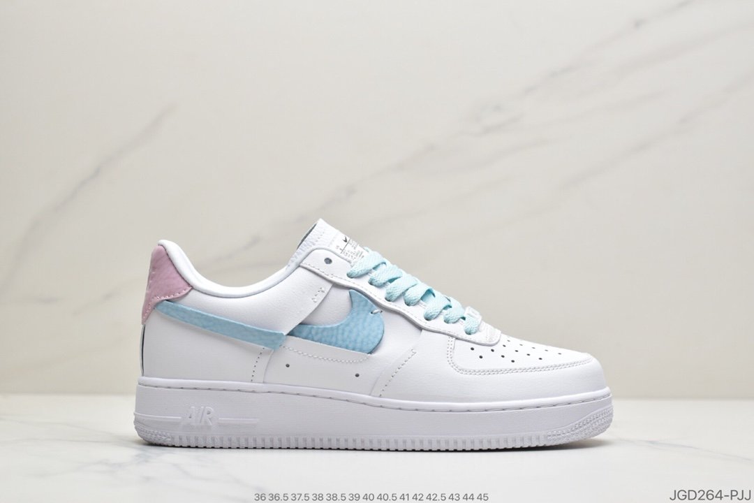 耐克Nike Air Force 1 LXX 空军一号休闲板鞋 断勾鞋身整体以白色皮革材质打造