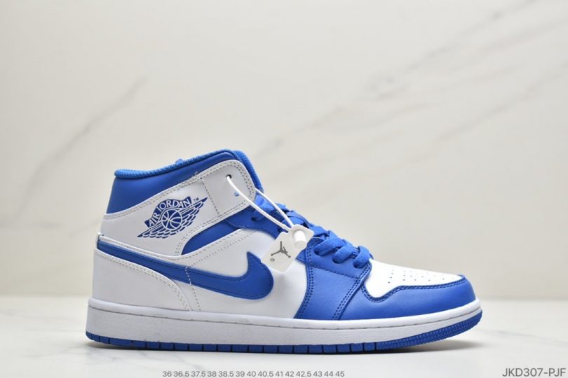 Jordan, HYPER ROYAL, Aj1, Air Jordan 1 Mid, Air Jordan 1, Air Jordan - Air Jordan 1 Mid AJ1中帮系列“Hyper Royal”小白蓝全头层中帮篮球鞋