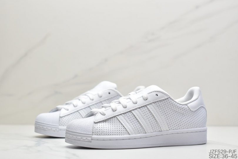 贝壳头, 板鞋, 休闲板鞋, Superstar, adidas Superstar, Adidas - 阿迪达斯Adidas Superstar FV3445 贝壳头50周年限定全白冲孔运动休闲板鞋