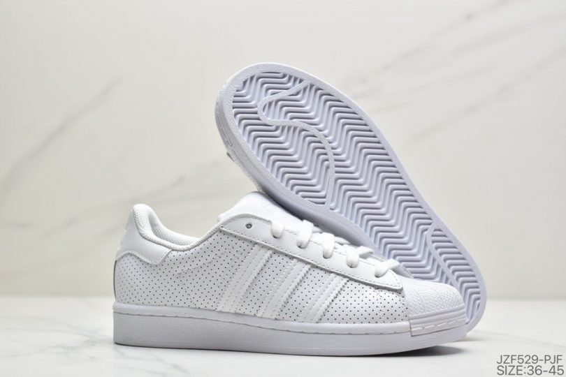 贝壳头, 板鞋, 休闲板鞋, Superstar, adidas Superstar, Adidas - 阿迪达斯Adidas Superstar FV3445 贝壳头50周年限定全白冲孔运动休闲板鞋