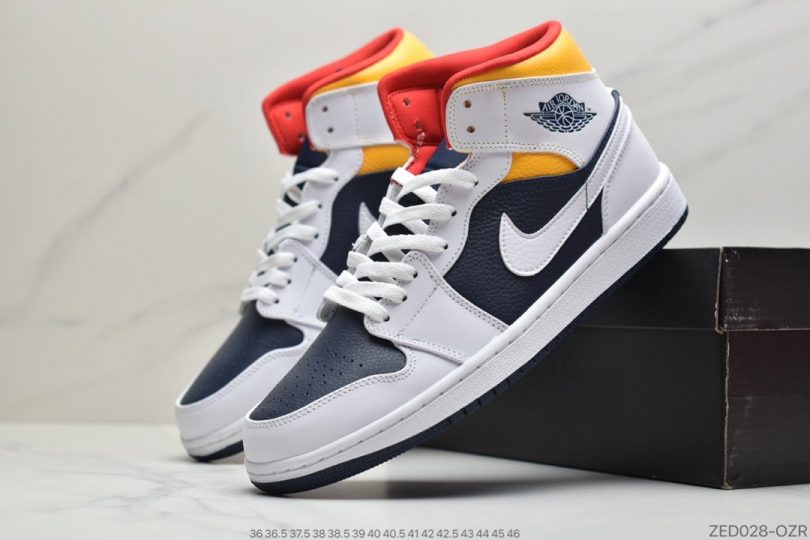 Jordan, Air Jordan 1 Mid, Air Jordan 1, Air Jordan - 2020年Air Jordan 1 Mid全新白黄蓝配色球鞋这又全新的Air Jordan 1 Mid鞋款