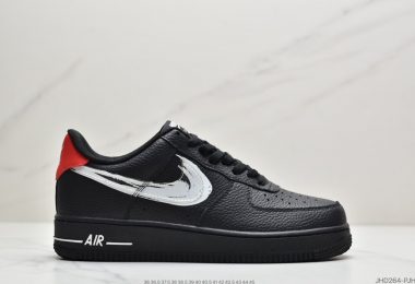 耐克Nike Air Force 1 Low 黑白笔刷涂鸦手稿 空军一号低帮百搭休闲运动板鞋