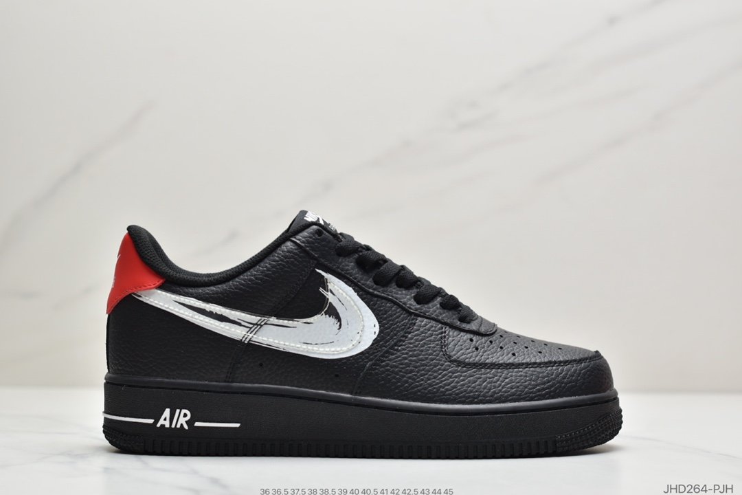 耐克Nike Air Force 1 Low 黑白笔刷涂鸦手稿 空军一号低帮百搭休闲运动板鞋