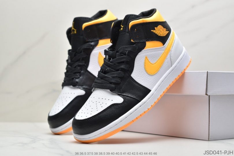 禁止转卖, 板鞋, 休闲板鞋, Jordan, Aj1, Air Jordan 1 Mid, Air Jordan 1, Air Jordan - Air Jordan 1 Mid 黑黄/小禁止转卖AJ1乔1中邦休闲板鞋 同步官方配色