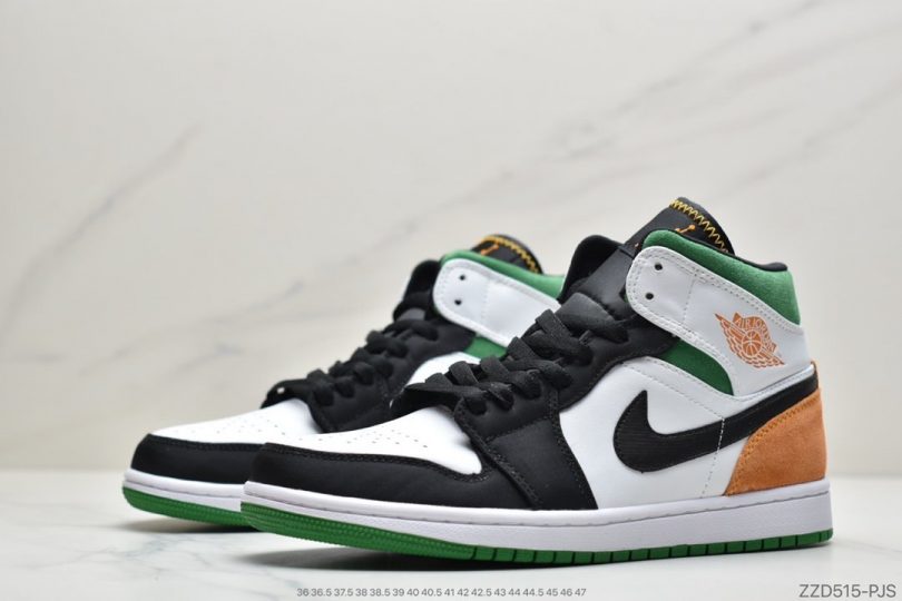 Jordan, Aj1, Air Jordan 1 Mid, Air Jordan 1, Air Jordan - Air Jordan 1 Mid 黑白橙尾 AJ1全新黑绿橙尾配色球鞋这又全新的Air Jordan 1 Mid鞋款以简洁的白色框架