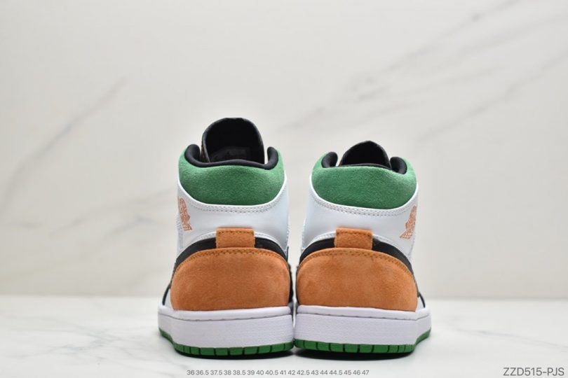 Jordan, Aj1, Air Jordan 1 Mid, Air Jordan 1, Air Jordan - Air Jordan 1 Mid 黑白橙尾 AJ1全新黑绿橙尾配色球鞋这又全新的Air Jordan 1 Mid鞋款以简洁的白色框架