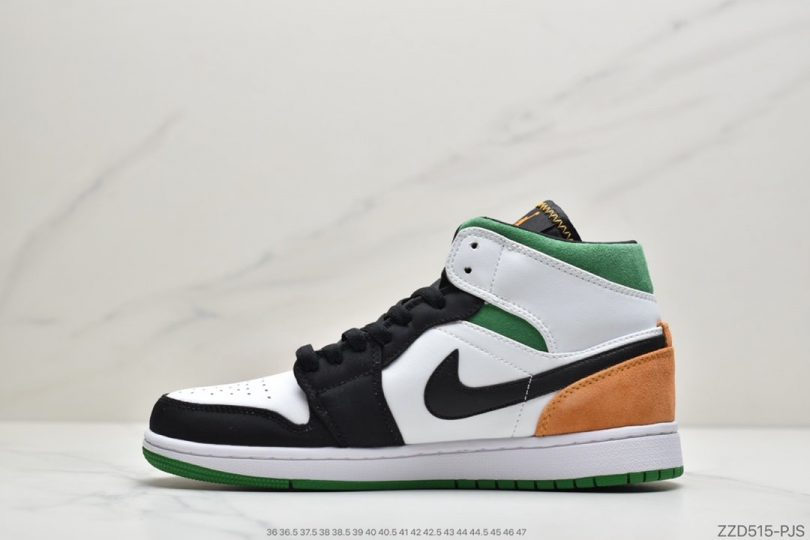 Jordan, Aj1, Air Jordan 1 Mid, Air Jordan 1, Air Jordan - Air Jordan 1 Mid 黑白橙尾 AJ1全新黑绿橙尾配色球鞋这又全新的Air Jordan 1 Mid鞋款以简洁的白色框架