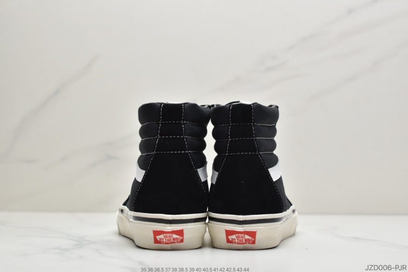 高帮, 板鞋, 帆布鞋, 安纳海姆, Vans, Sk8-Hi - 万斯VANS安纳海姆Sk8-Hi黑白高经典款男女情侣帆布鞋板鞋ID:JZD006-PJR