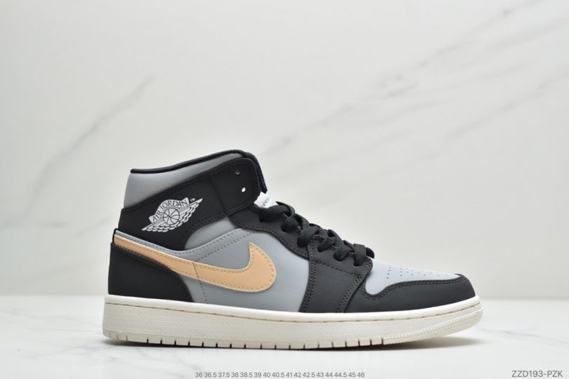 篮球鞋, Aj1 - 乔丹 Air Jordan Mid 黑/灰/橙 AJ1 中帮篮球鞋ID:ZZD193-PZK